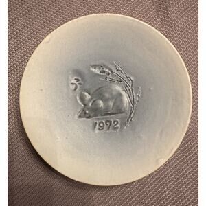 1972 Fujihira Pottery Kyoto Japan Plate Year of the Rat Zodiac Series w/Wood Box